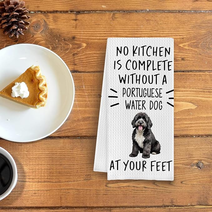 Portuguese Water Dog Kitchen Towels, Portuguese Water Dog Dish Tea Towels, Dog Mom Gifts Hand Towels for Kitchen Decor, Dog Lover Gifts, 16x24 Inch