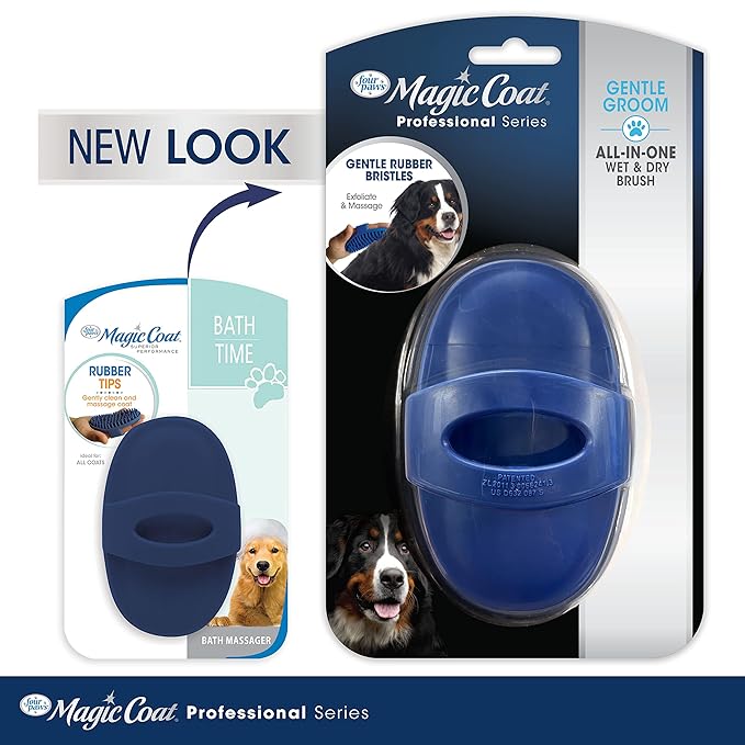 Four Paws Magic Coat Professional Series Grooming All-in-One Wet & Dry Detangling Brush for Dogs, 1 Count