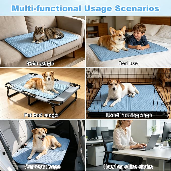 GOLOPET Large Cooling Mat for Dogs 45 x 23in | (Q-Max>0.5)Solid Silicone Honeycomb Heat Dissipation Structure，Breathable and cool fiber fabric，Rapid cooling,Easy to clean