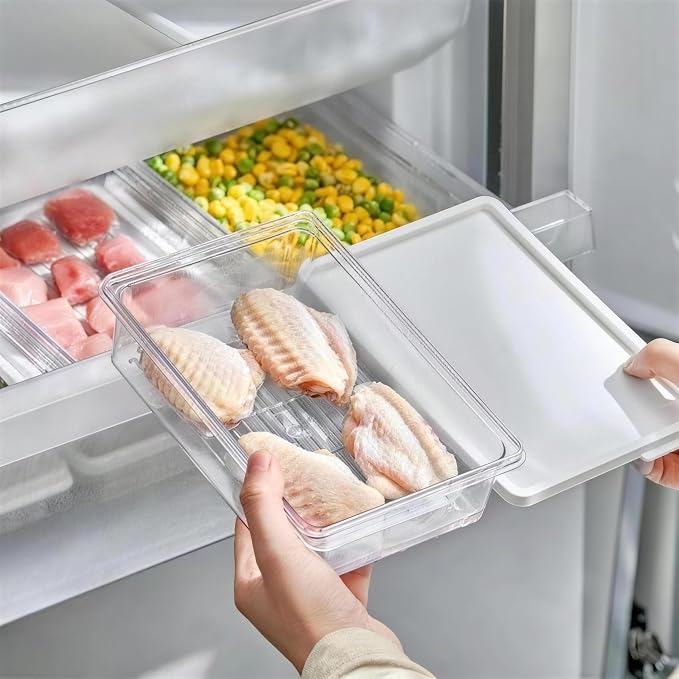 3pcs Small Deli Meat Container with Lids for Cold Cuts Ham Salami Storage | Stackable, Transparent, BPA Free, Refrigerator Organizer, for Cheese Meal Prep Food Storage Boxes