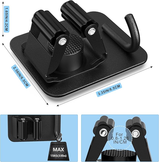 2 Pack Broom Holder Wall Mount, 304 Stainless Steel Mop Organizer with Hook | No Drill Adhesive and Screw Installation, Rust Proof Storage Rack for Garage, Laundry, Garden, Black