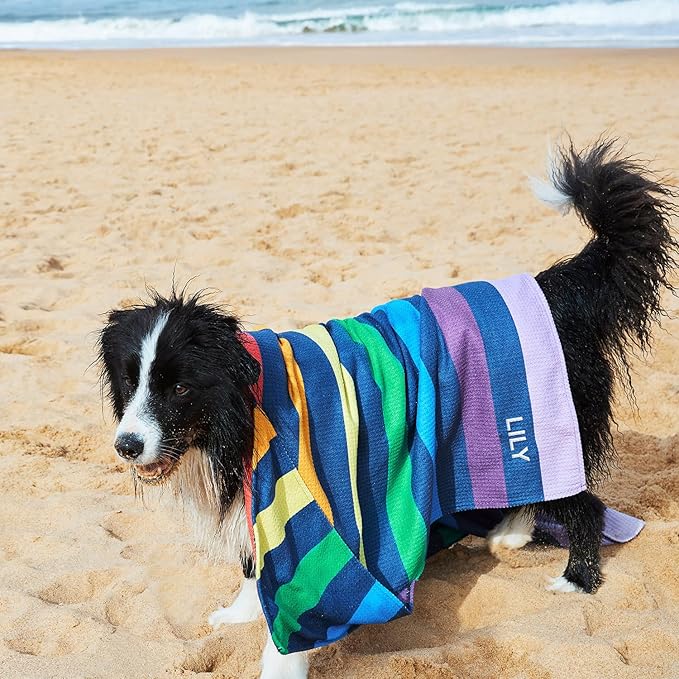 Dock & Bay Pet Towel - Super Absorbent & Quick Drying Dog Towels with Bag - 100% Recycled - Pups with Pride, Large (120x70cm, 47x27)