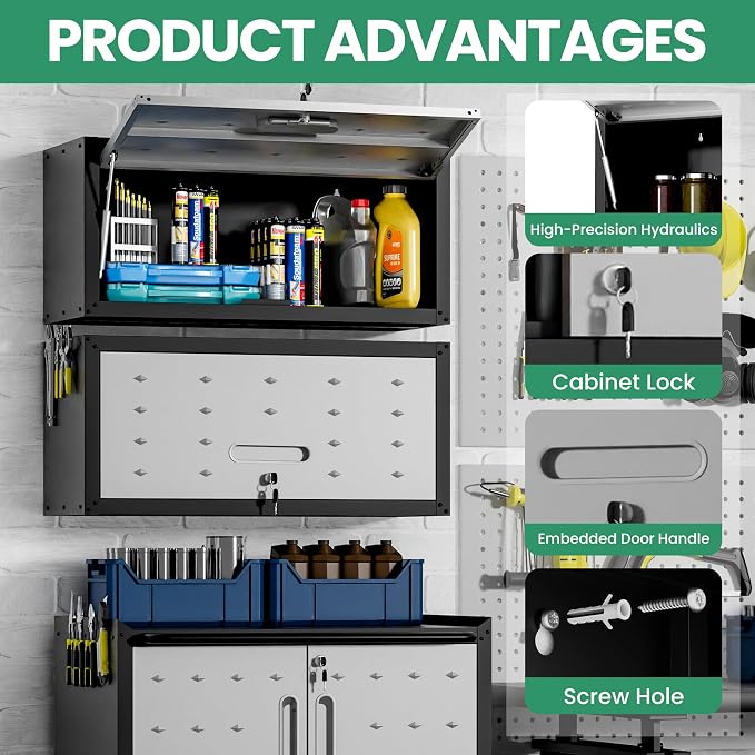 Garage Cabinet System | Heavy Duty Steel All-in-One Modular Garage Cabinet Set for Ultimate Workshop Organization | Easy Assembly Garage Storage Cabinets & Tool Bench