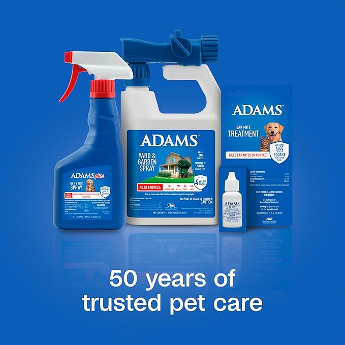 ADAMS Ear Mite Treatment for Dogs, Cats, Puppies & Kittens, Kills Ear Mites On Contact, Ear Drop Relief for Dogs and Cats Suffering from Ear Mites, Soothing Aloe and Lanolin Formula, 0.5 Fl oz