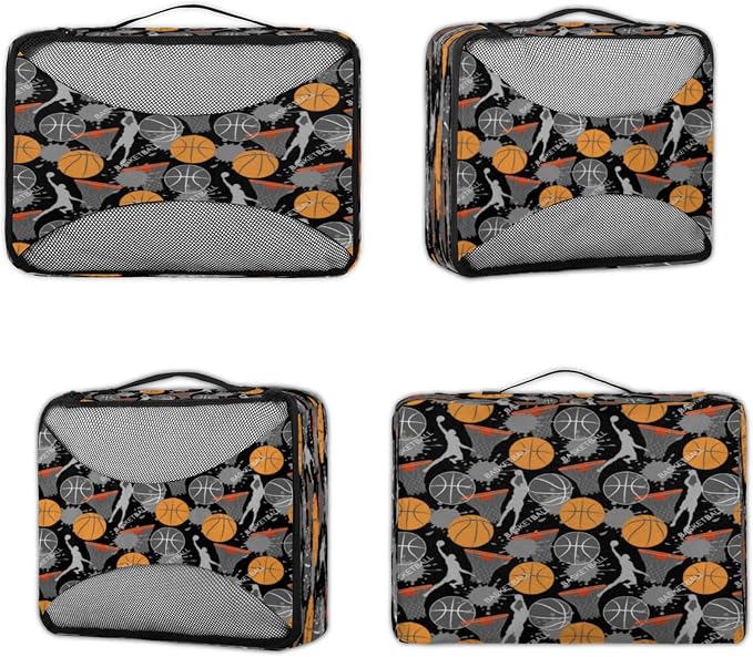 Basketball Player Packing Cubes for Travel, Luggage Packing Organizers, Basketball Sport Travel Accessories Large Toiletries Bag for Clothes Shoes Cosmetics Toiletries