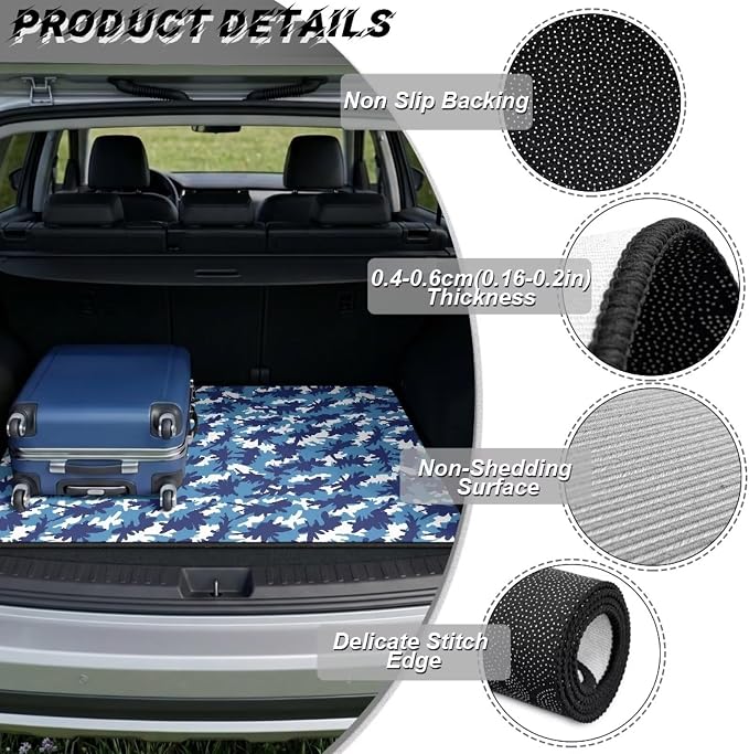 Camo Print Washable Non Slip Cargo Mat, Universal All Weather Car Trunk Liner 29" x 39" for SUV Trucks, Durable Pet Friendly Blue Rear Cargo Protection