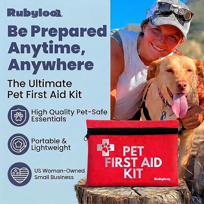 Dog First Aid Kit - Vet Approved Emergency Supplies - Pet First Aid Kit Guide, Tick Remover, Thermal Blanket & More - Compact Dog Gear for Hiking, Camping & Backpacking (Travel Pack)