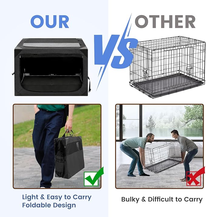 Dog Crate,36x25x25 Inch Large Dog Crate for Large or Medium Dogs, Portable and Foldable Design of Dog Cage, Perfect for Travel or Home Use, Dog Kennel with 3-Door and Durable Mesh Windows, Dark Grey