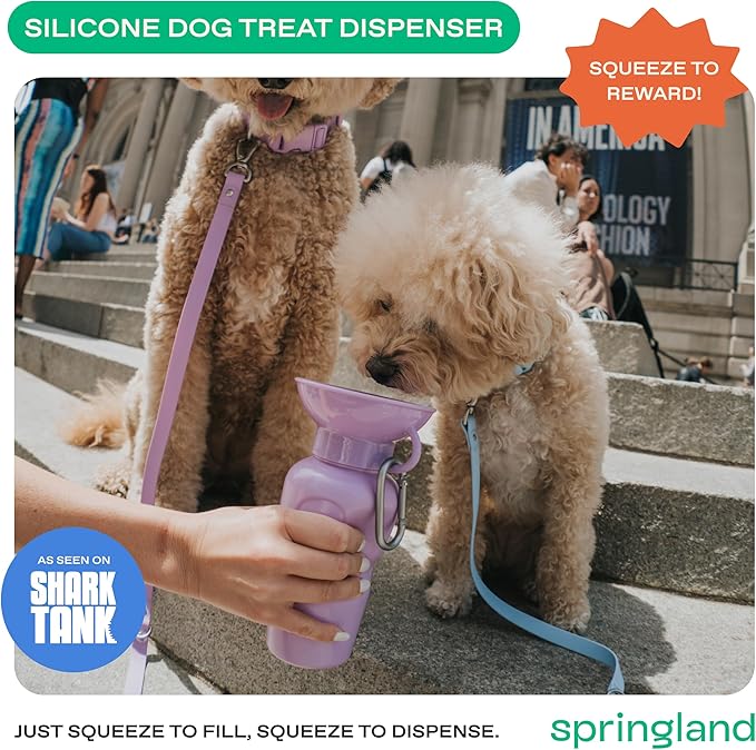 Springer Dog Water Bottle | Portable Travel Drinking Feeder Dispenser for Dogs & Puppies | As Seen on Shark Tank | Leak-Proof Bowl | BPA-Free | Outdoor Walking, Hiking & Travel | 22oz Lilac