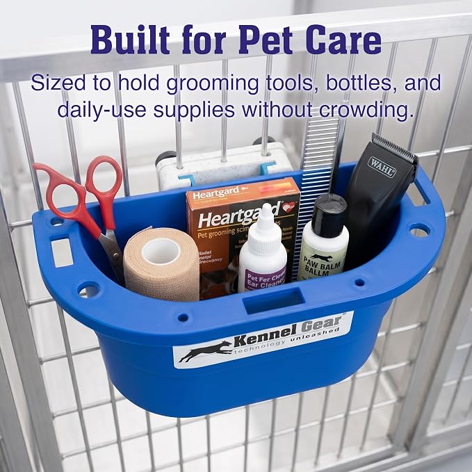 Dog Grooming Organizer with Plastic Bar Mount System - Pet Care Organizer | Durable, Space-Saving Supply Caddy, Easy to Install for Pet Care Professionals, Grooming Stations and Veterinary Clinics