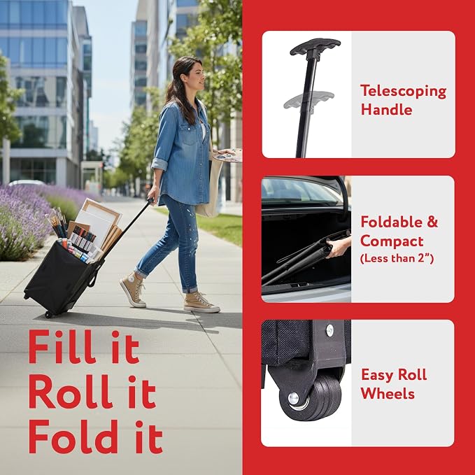 dbest products Smart Cart Rolling Multipurpose Collapsible Basket Scrapbooking Blackout