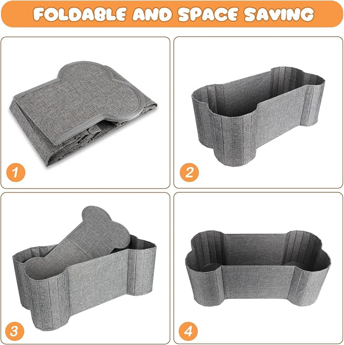 Lukeline Large Dog Toy Basket, Bone Shape Dog Toy Storage Box, Foldable Fabric Storage Bin for Pet toys and Pet Supplies, 26.4 * 12.6 * 9.5 Inches (1 Pack-Grey)