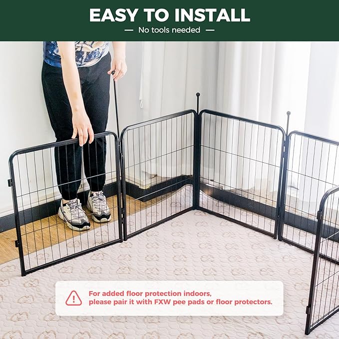 FXW Rollick Dog Playpen, Indoor, Yard & RV Camping, 24" H, 16 Panels | Easy setup, Heavy-duty, DIY layouts, Walk-through gate, for Puppies & Small Dogs, Patented