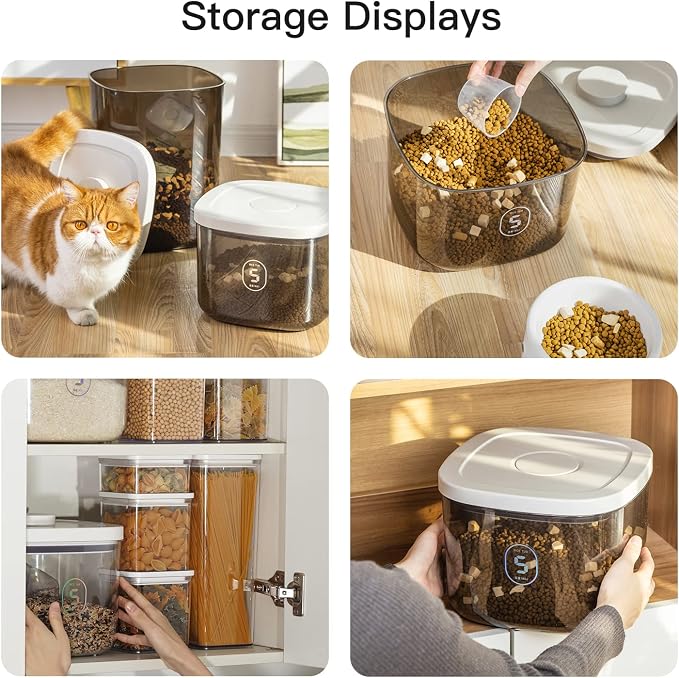 22-25 Lbs Rice Dispenser Storage Container | 10l /10.5 Qt Capacity, With Measuring Cup & Cleaning Brush, Kitchen Pantry Cereal & Pet & Laundry Pod Bin