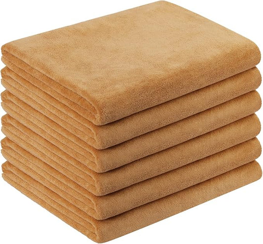 JML Large Microfiber Bath Towels, 6 Pack 30" x 60", Oversized, Soft, Super Absortbent, Fast Drying Bathroom Towel Set for Sauna, Hair Wrap, Salon,Sport, Fitness, Yoga, Beige