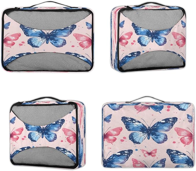 Packing Cubes for Travel, Colorful Butterfly Travel Luggage Packing Organizers for Women Men, Large Custom Toiletries Bag for Clothes Shoes, Cute Butterfly