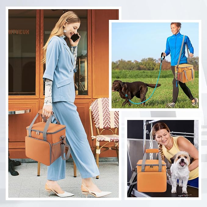 SMYV Pet Grooming Bag for Dog Grooming Supplies, Dog Tote Travel Bag for Pets Grooming Tools Kit Accessories - Orange