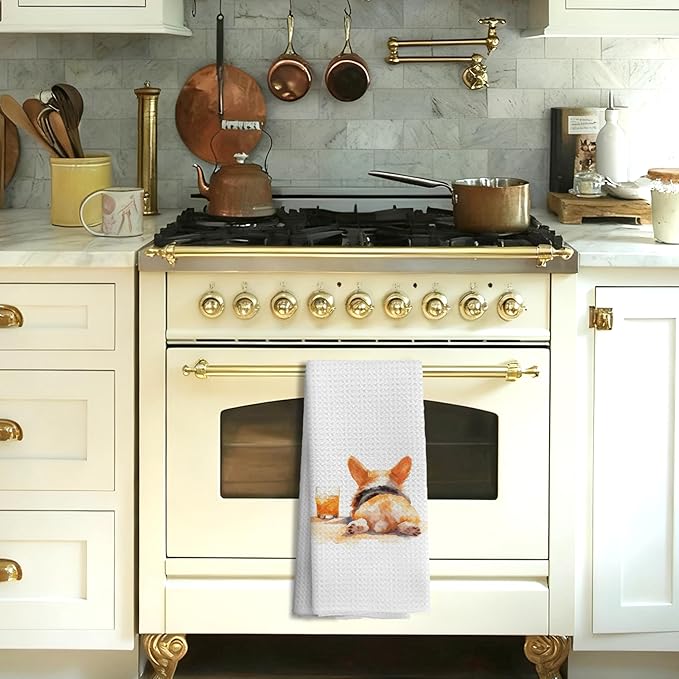 efgthyjdh073 Funny Corgi Kitchen Towels Decorative, Corgi Butt Gifts Hand Tea Towels for Kitchen Bar Cart, Dog Lover Mom Gifts Dish Towel Dishcloth, 16x24 Inch