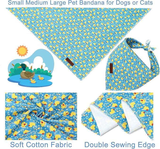 Duck Dog Bandana, Spring Summer Puppy Bandana for Boy Male Dogs, Soft Cotton Pet Pool Triangle Bid Scarf Kerchief for Girl Boy Dogs or Cats