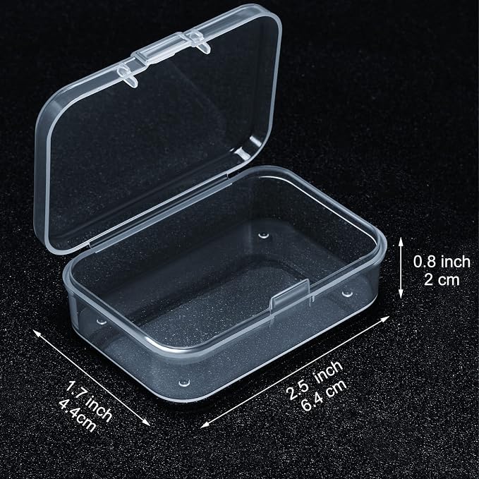 SATINIOR 24 Packs Small Clear Plastic Beads Storage Containers Box with Hinged Lid for Storage of Small Items, Crafts, Jewelry, Hardware(2.5 x 1.7 x 0.8 in)
