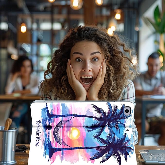 for Microsoft Surface Go 4/3/2/1-10.5" 2021 Tablet Case,Auto Wake/Sleep,Adjustable Stand Protective Cover - Romantic Sunset Coconut Tree