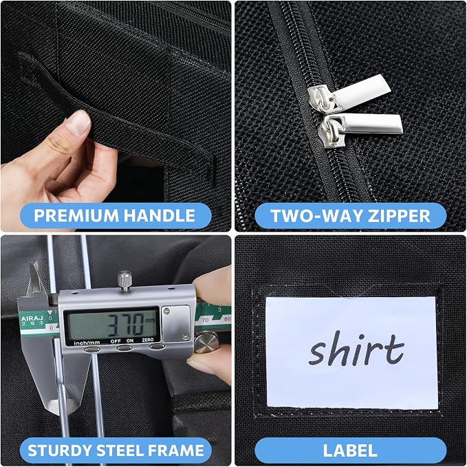 CYhom 3Pack Foldable Storage Bins - Frame Storage Box Linen Fabric Stackable Clothes Container Organizer with Clear Window & Carry Handles Large Capacity (Extra Large-100L, Black)