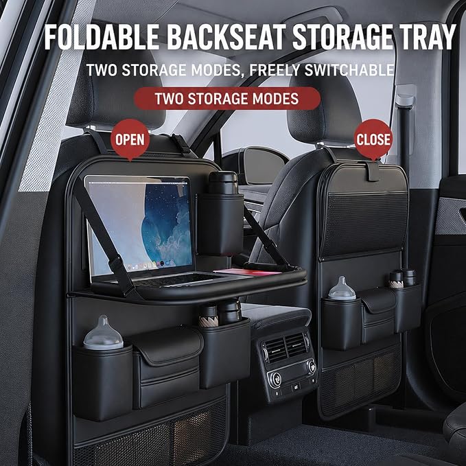 Car Backseat Organizer for Renault Captur II I/Captur E-TECH 2.Gen/1.gen 2013-2024 with Table Tray Back Seat Organizer Waterproof Kick Mats Back Seat Protector