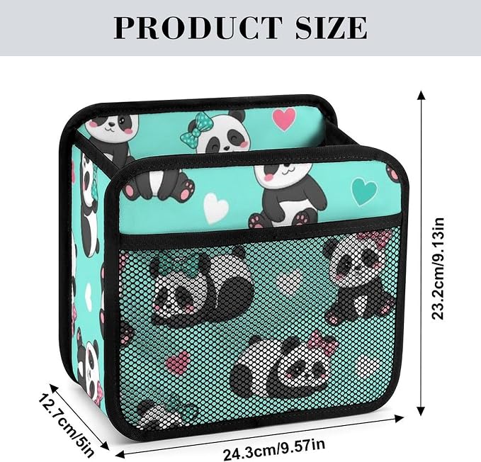 Car Backseat Organizer Hanging Storage Pocket Auto Garbage Bag, Panda | Bears, Vehicle Back Seat Pouch PU Leather Travel Essentials Accessories