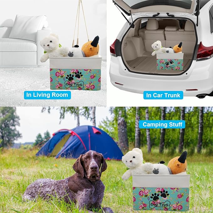 Collapsible Dog Toy Basket Foldable Dog Toy Box Bin for Pet Chew Toys Accessory