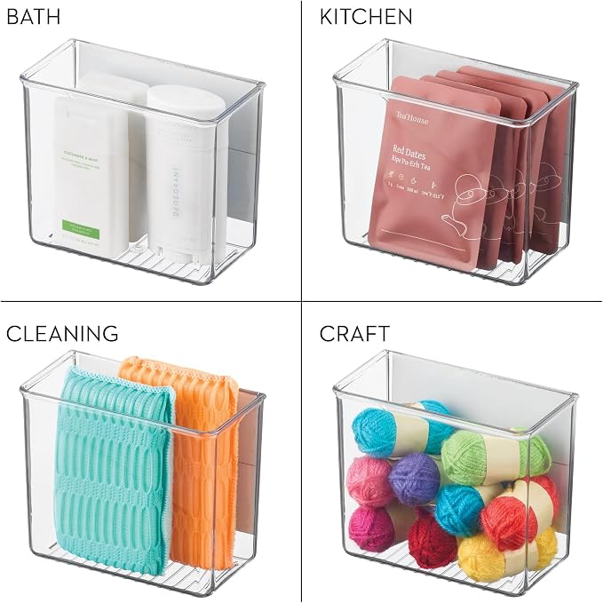 iDesign Magnetic Small Clear Plastic Organizer Bins, 2-Pack | Laundry Room Storage