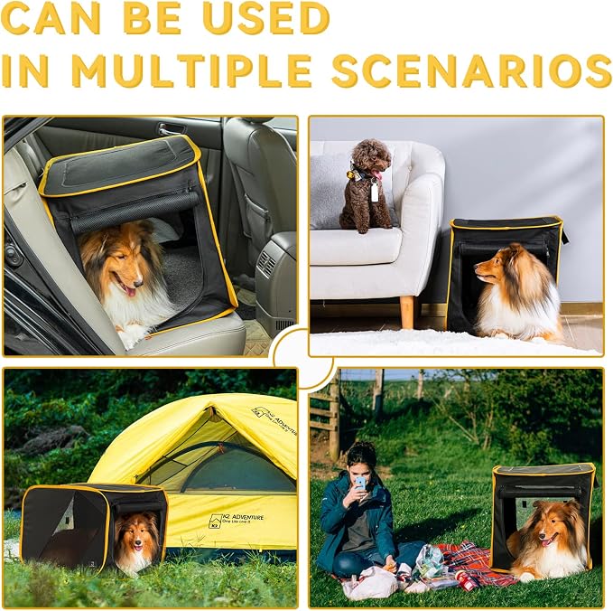 A 4 Pet 26-in Collapsible Soft Dog Crate for Car Travel | Cushion pad included, easy setup, portable, soft-sided mesh ventilation