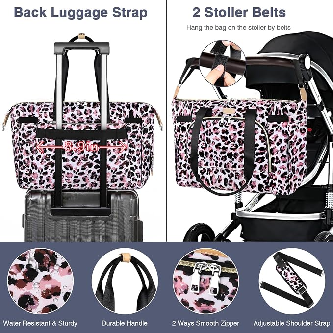 Diaper Bag Tote for Baby 7PCS, Large Mommy Bag with Portable Changing Pad | Multifunctional Hospital Bags for Labor and Delivery with Pacifier Case and Organizer Pouches,Travel Baby Bag for Boy Girl