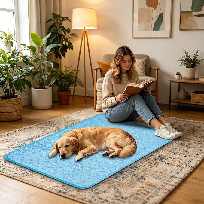 Pet Cooling Mat - Anti-Slip Sleeping Cushion for Puppy | Washable Summer Cat Cooling Pad for Puppy Kitten Floor Sofa Crate Home Travel Bedding Small Medium Dog Kennel