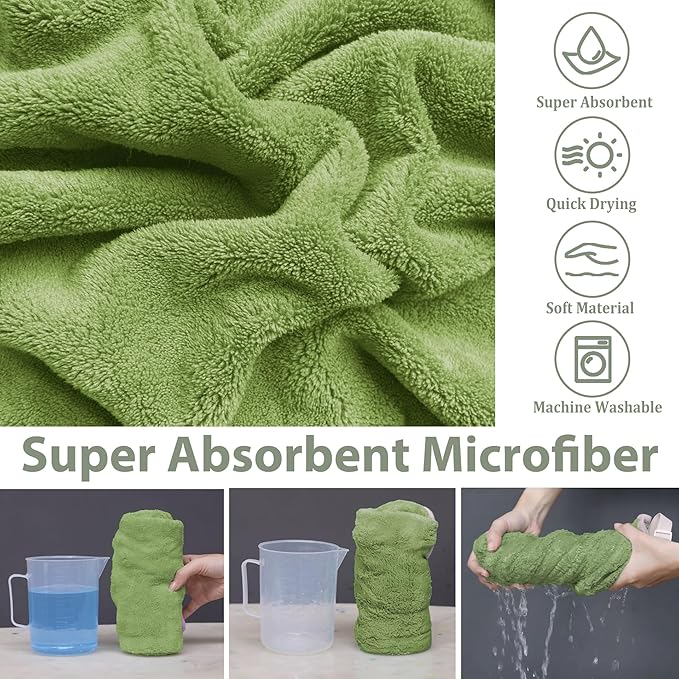 Dog Bathrobe Super Absorbent Towel Robe - Microfiber Bath Towels Fast Drying Coat for Dogs, Cute Dogs Clothes Adjustable Collar & Belly Strap Warm Keeping Hooded Dog Towel (Olive Green, XX-Large)
