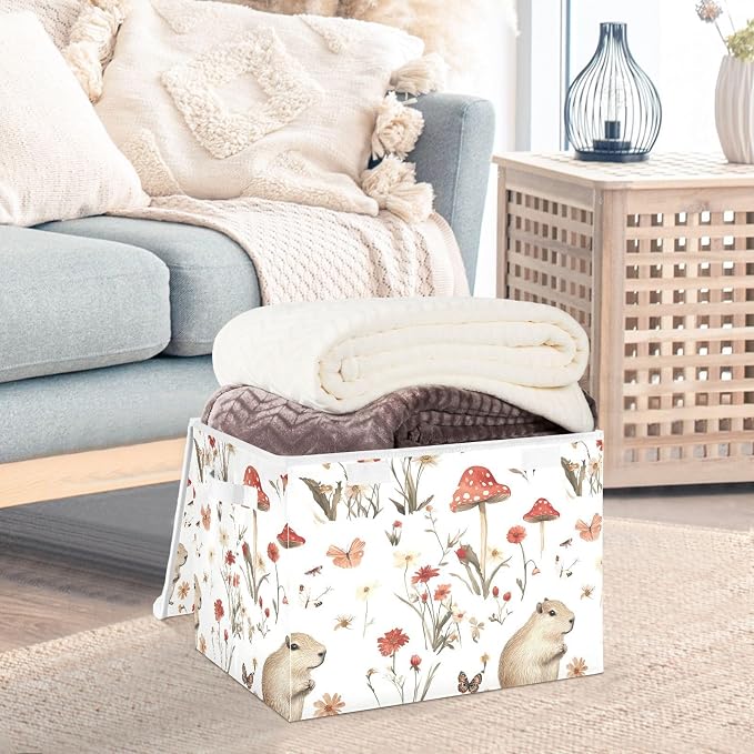 Aesthetic Capybara White Storage Containers Containers For Storage With Lid for Shoe Shelves