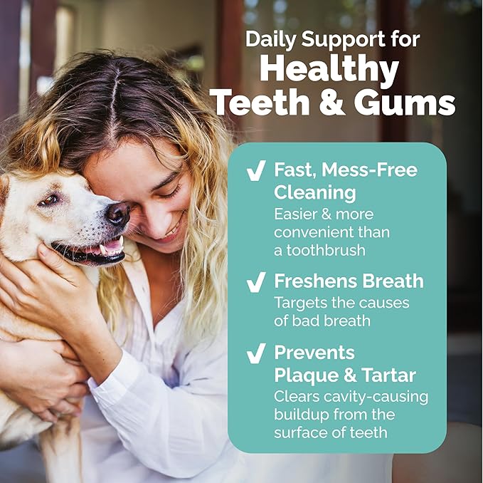 Vetnique Dentabliss Dog Dental Finger Mitts, Vet-Formulated Plaque and Breath Control, Secure-Fit Design, Pre-Moistened Cotton Mitts for Daily Dog Teeth Cleaning, 50 Count (Peppermint Flavored)