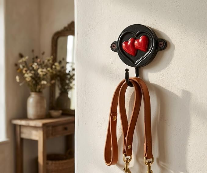 Aluminium Heart Print Wall Hook for Entryway, Bedroom & Bathroom | Decorative Heavy Duty Wall Mounted Coat Hook for Keys, Hats, Towels, Bags & Home Décor Organizer