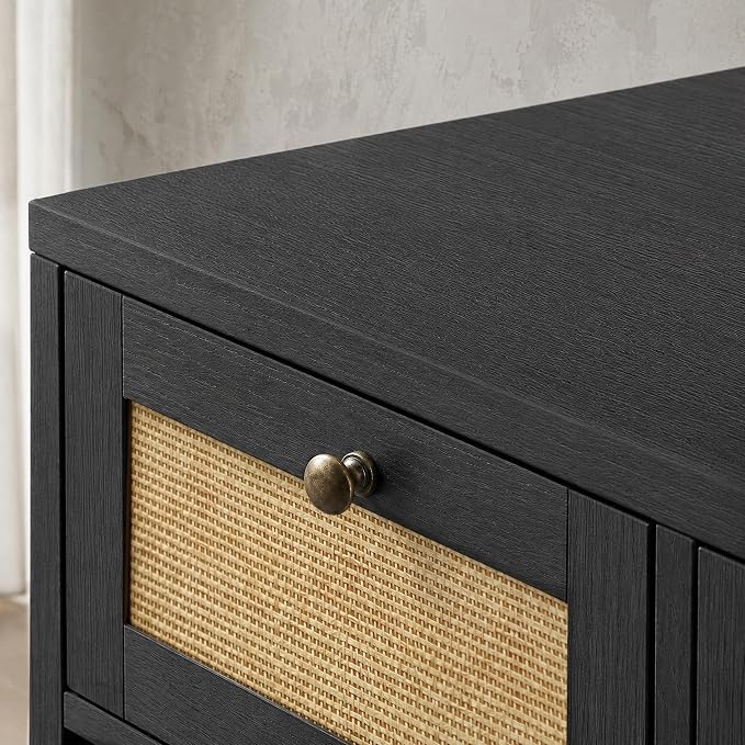 PureCozy 2-Piece Dog Crate Furniture, Right, 80 Inch, Black Oak | Right-unit kennel with metal sliding door plus cane storage cabinet and 4 total drawers; furniture-style indoor console.