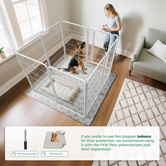 FXW Rollick Dog Playpen, Indoor, Yard & RV Camping, 45" H, 8 Panels | Easy setup, Heavy-duty, DIY layouts, for Large Dogs, Patented