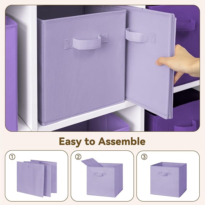 GRANNY SAYS 13 Inch Cube Storage Organizer, Purple Gradient, 6-Pack | Collapsible Storage Cubes with Thickened Base Plate, Sturdy Handles, Decorative Baskets for Shelves, Closet