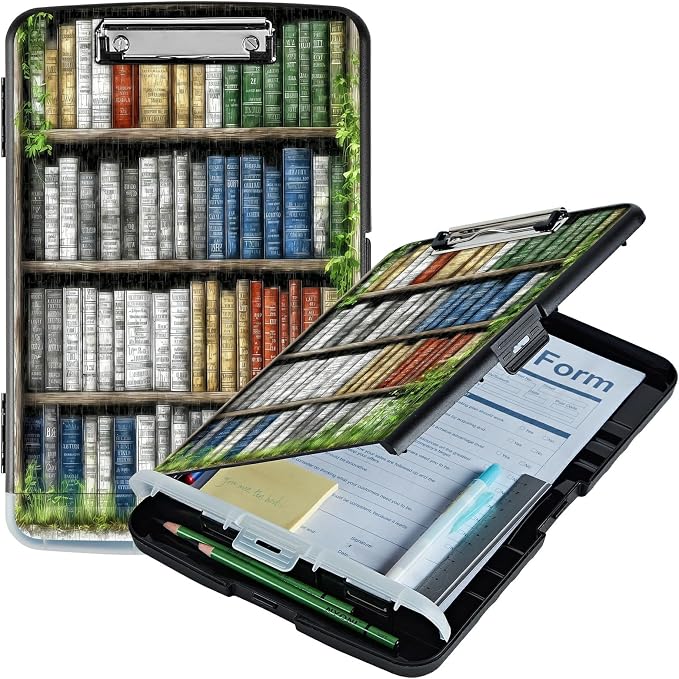 A4 Clipboard with Storage Pen Holder, Clipboards Organizer Nursing Clipboard Foldable File Folder Plastic Clipboard Folio Clip Board for Office Work Classroom Doctor, Green Books