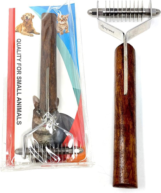 Pet Grooming Tool - Undercoat Rake for Cats & Dogs - Premium Trimmer Coat King Blade - Safe Dematting Comb for Easy Mats & Tangles Removing - No More Nasty Shedding and Flying Hair (10 Blade)