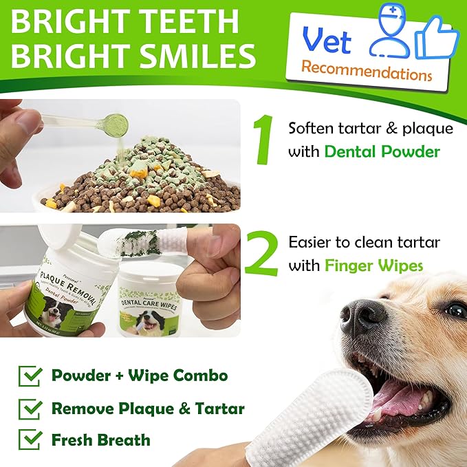 Petstoral Dental Care Wipes for Dogs and Cats, 50 Count, Teeth and Gum Cleaning, Plaque and Tartar Removal, Larger and Wider Version