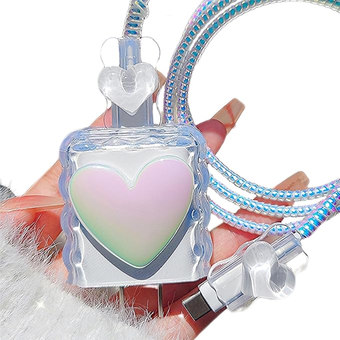 Compatible with iPhone 18W/20W USB-C Charger Cover,Cable Protector Cute 3D Love Heart Design for Women Girl,DIY Data Cable Saver Charger Cord Protector for iPhone Adapter 1112 13 14 15 16 17 Pro Max