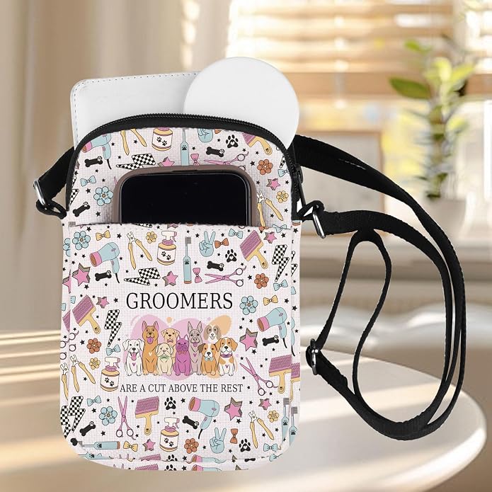 ZJXHPO Dog Grooming Cross Body Bag Dog Groomer Appreciation Gift Dog Salon Messenger Bag Pet Groomer Carry On Bag