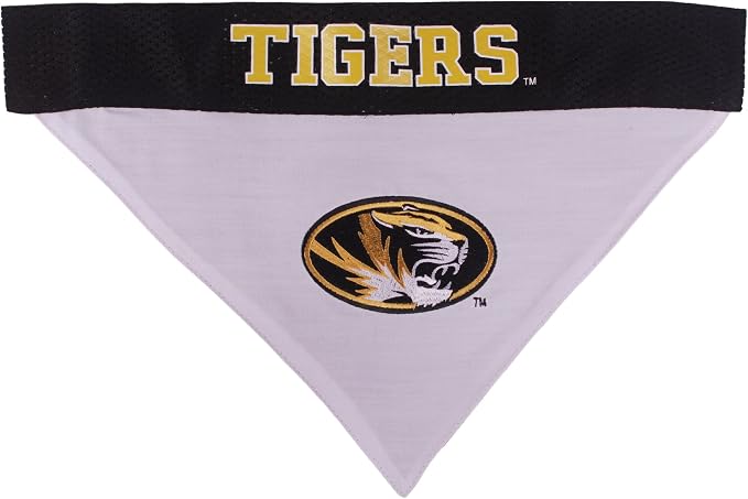 Pets First Collegiate Pet Accessories, Reversible Bandana, Missouri Tigers, Large/X-Large (Pack of 2)