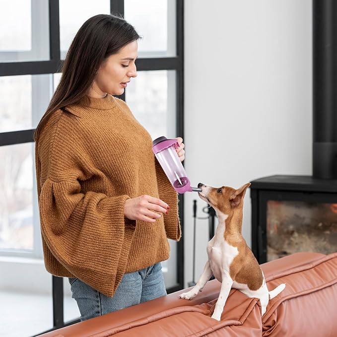 Dog Crate Water Bottle Dispenser - No Drip Dog Kennel Water Dispenser & Cage Bottle - Easy-to-Use Water Bottle for Cat Crate - Perfect for Keeping Your Pet Hydrated (Pink)-350ML