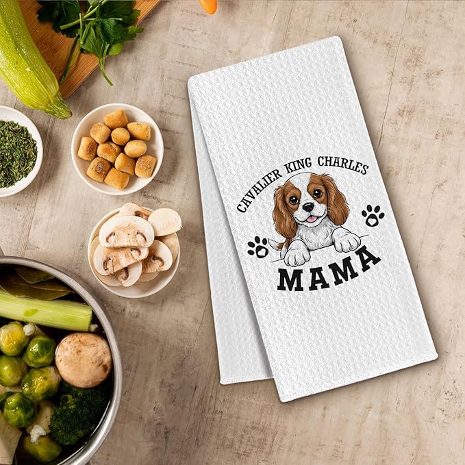 Cavalier King Kitchen Towels, Dog Mama Cavalier King Charles Spaniel Gifts for Women & Dogs Moms, Dog Lover Gifts Decorative Hand Towels for Bathroom, 16x24 Inch