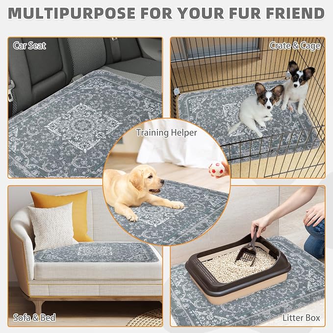 Washable Pee Pads for Dogs, 2 Pack Super Absorbent Reusable Puppy Training Pads Waterproof, Nonslip and Leak-Proof Dog Pee Pads, Large Pet Mats Whelping Pads for Floor, Crate, Couch 36*41