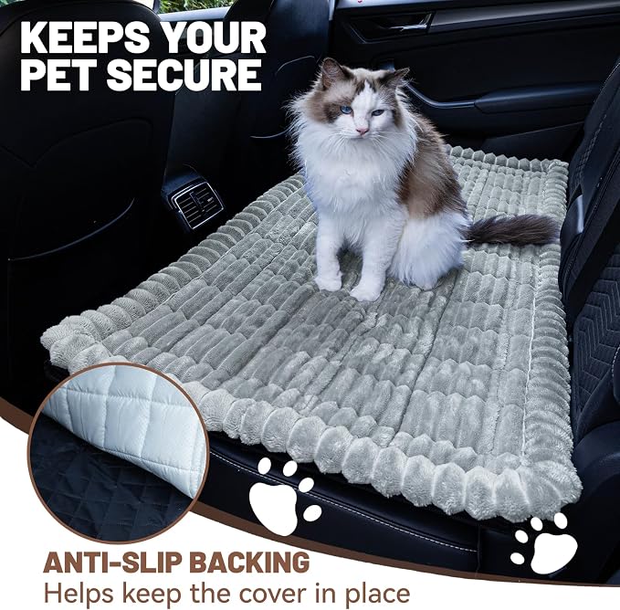 Dog Bed for Car Back Seat, Waterproof Dog Blanket for Car, Light Grey | Dog Bed for Car, Back Seat Dog Bed, Washable & Non-Slip Travel Pet Mat for For the Back Seat and Trunk, Fits Car, Truck & SUV